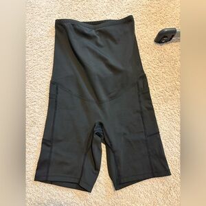 Women's Black Maternity Biker Shorts